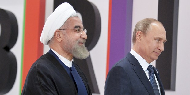 Iránsky prezident Hassan Rouhání s Vladimirom Putinom 