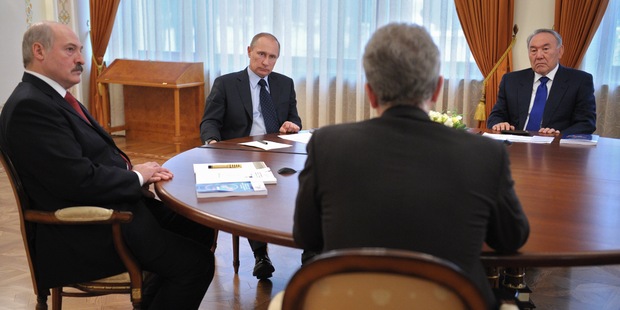Alexander Lukašenko, Vladimir Putin a Nursultan Nazarbajev, 