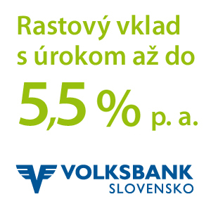 VOLKSBANK Slovensko zvýšila úrok na rastovom vklade až na 5,5 % p. a