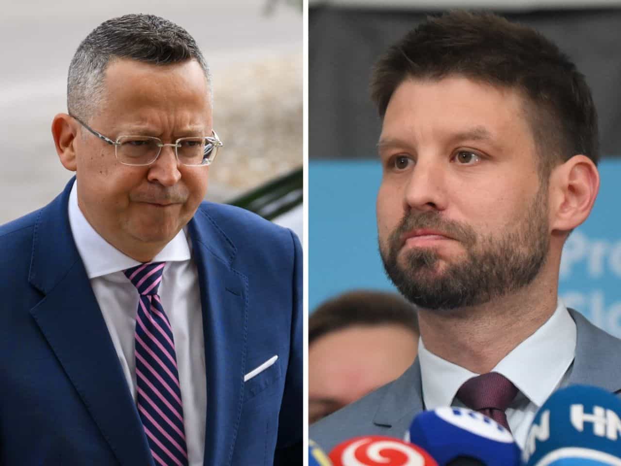 Minister financií Ladislav Kamenický a predseda Progresívneho Slovenska Michal Šimečka. Foto: TASR, oPeniazoch.sk
